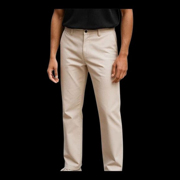 Eddie Bauer Other - Eddie Bauer Mens Khaki Chino Pants Size 34 LONG FLat Front 100% Cotton Twill